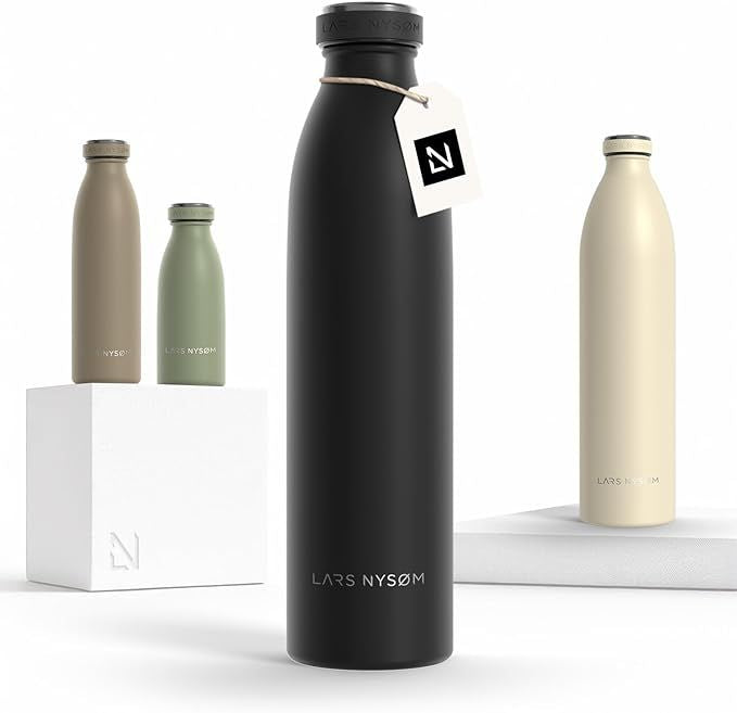 Stainless Steel Insulated Water Bottle  | Insulated Thermo Flask for Hot and Cold Beverages | Leakproof Drinking Bottle Carbon Black, 25.4oz