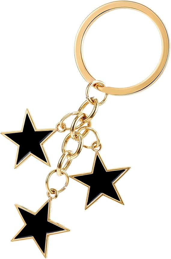 Star Keychain, Gold Cute Keychain Cool Keychains Rings Aesthetic Key Chain Hooks Backpack Charms Key Chain Crafts Accessories for Women Cute Handbags Purse Student Gifts Teacher School