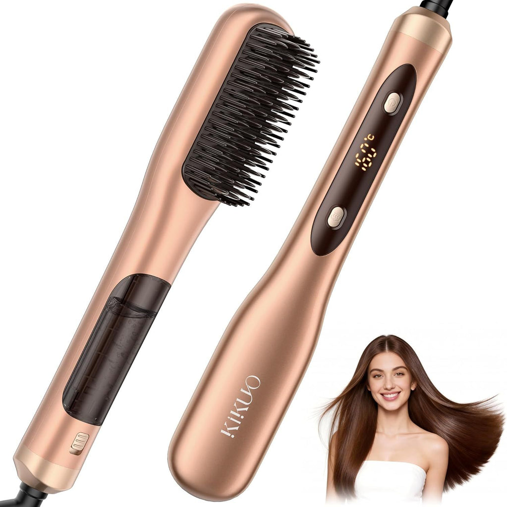 Steam Hair Straightener Brush, Pro 3 in 1 Straightening Brush, Curly & Frizzy Hair,Smooth