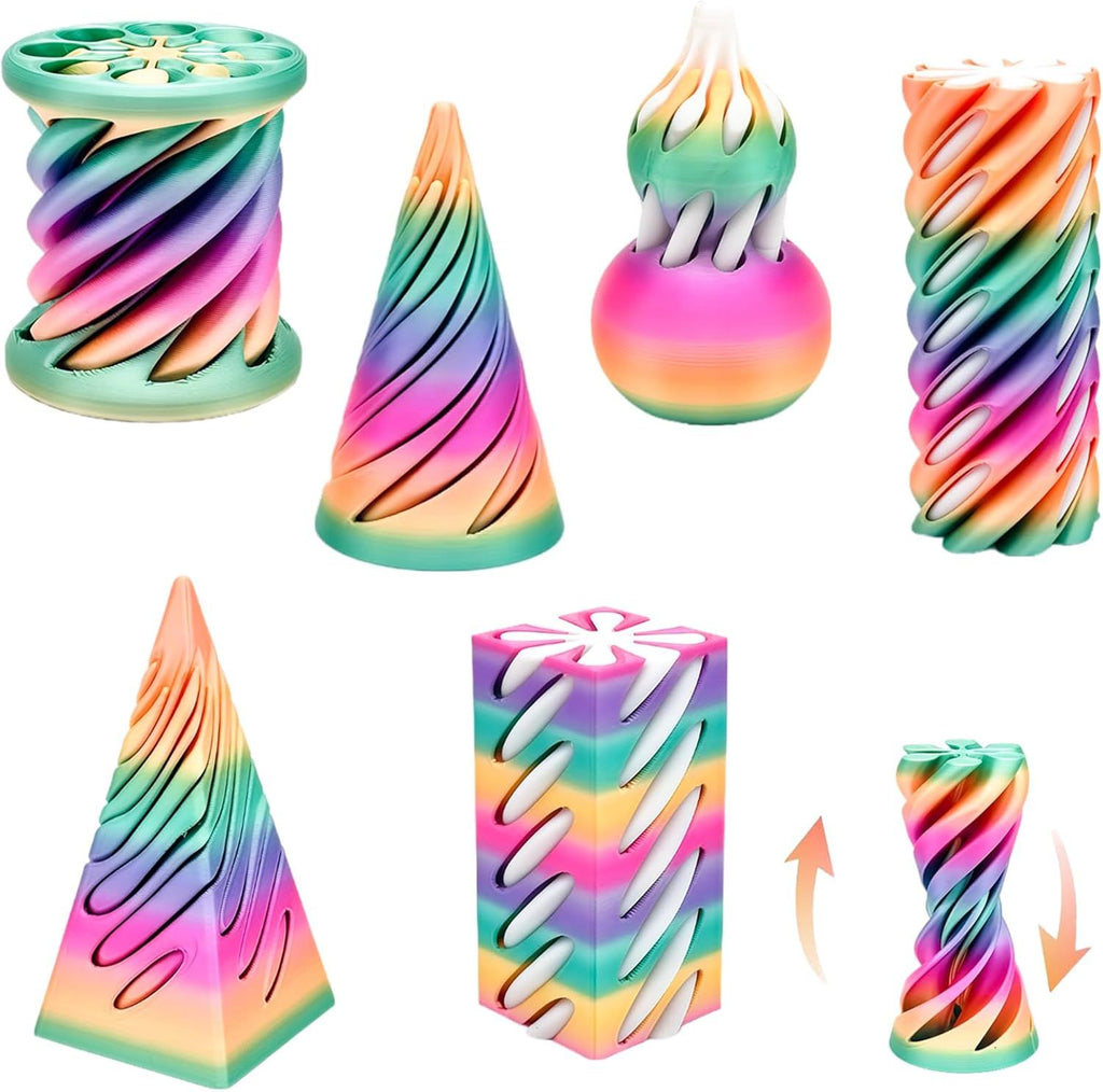 Stocking Stuffer 6 Packs Impossible Cone,Spiral Cone Fidget Toy Impossible Pyramid Passthrough Toy,3D Printed Spiral Cone Fidget Toy,Mini Vortex Thread Illusion Desktop Deco Souvenir Gift