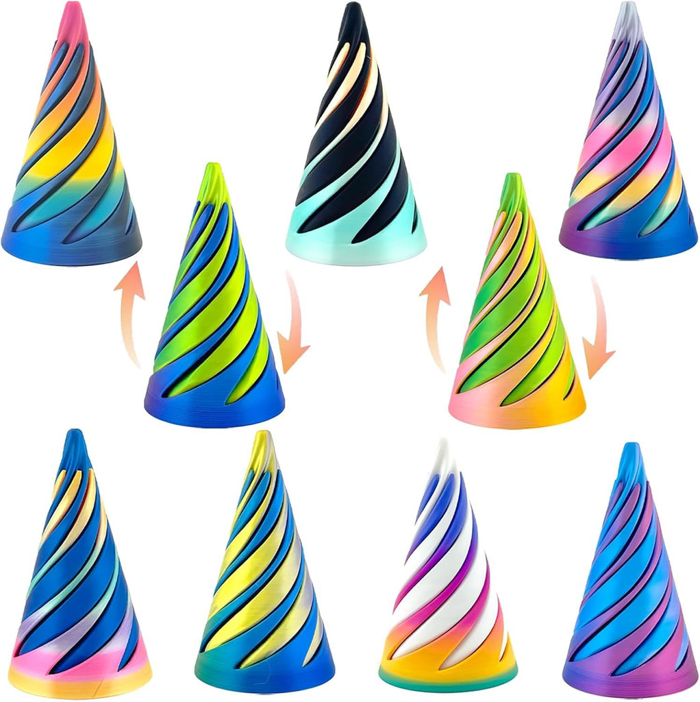 Stocking Stuffer 9 Packs Impossible Cone,Spiral Cone Fidget Toy Impossible Pyramid Passthrough Toy,3D Printed Spiral Cone Fidget Toy,Mini Vortex Thread Illusion Desktop Deco Souvenir Gift