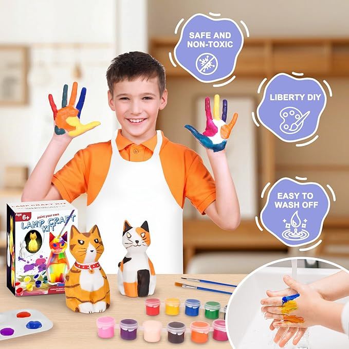 Stocking Stuffers for Kids Arts and Crafts for Kids Ages 6-12 - Paint Your Own Lamp Craft Kit Art Supplies Toys Christmas Birthday Gifts for Girls Boys