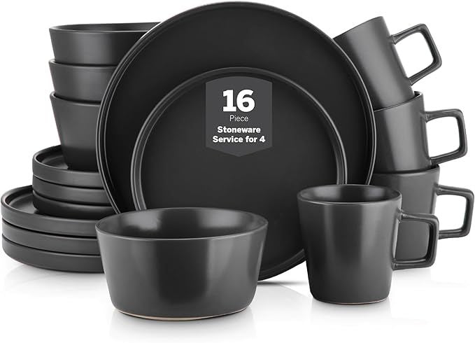 Stone Lain Celina Stoneware 16 Piece Dinnerware Set Plates and Bowls