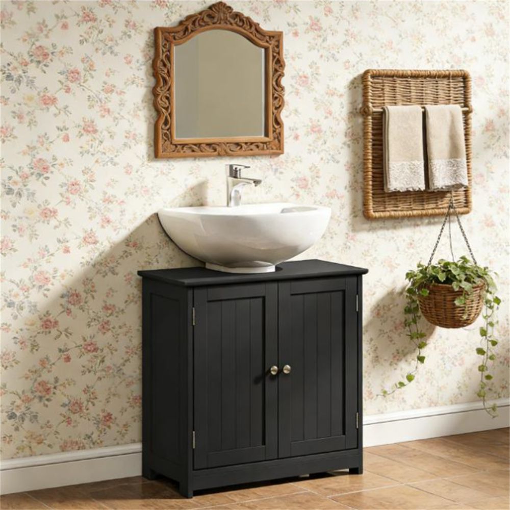 Storage cabinet, bathroom sink cabinet, bathroom cabinet, black