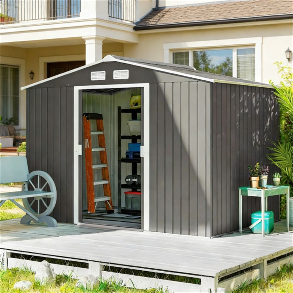 Storage shed, garden room, tool room, metal shed, light gray
