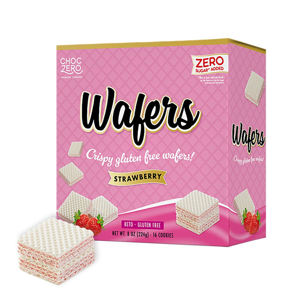 Strawberry Wafer Cookies  Sugar Free, Keto Friendly, Low Carb SnackNo Sugar Alcohols, Gluten Free, Non-GMO, Individually Wrapped 8oz Box