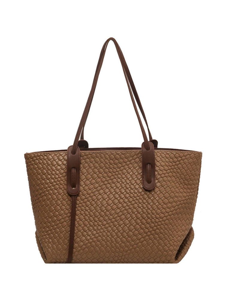 Stylish Braided Texture Tote Bag with Reinforced Handles