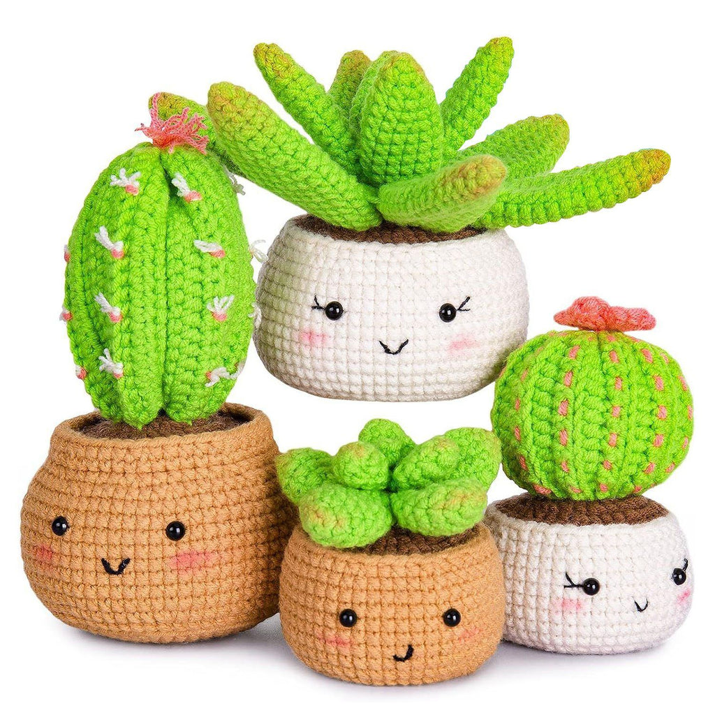 Succulents Crochet Kit Crochet Kit For Beginners DIY Knitting Supplies for Kids Adults 4 Patterns
