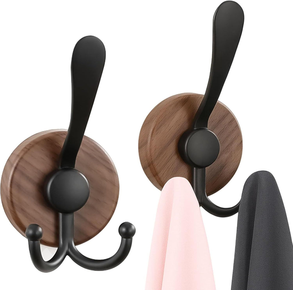 Suction Cup Hooks for Shower - Heavy Duty No Drill Towel Hooks, Holds Robes, Coats, Towels - Strong on Tile, Glass - Bathroom Accessories (2 Pack)