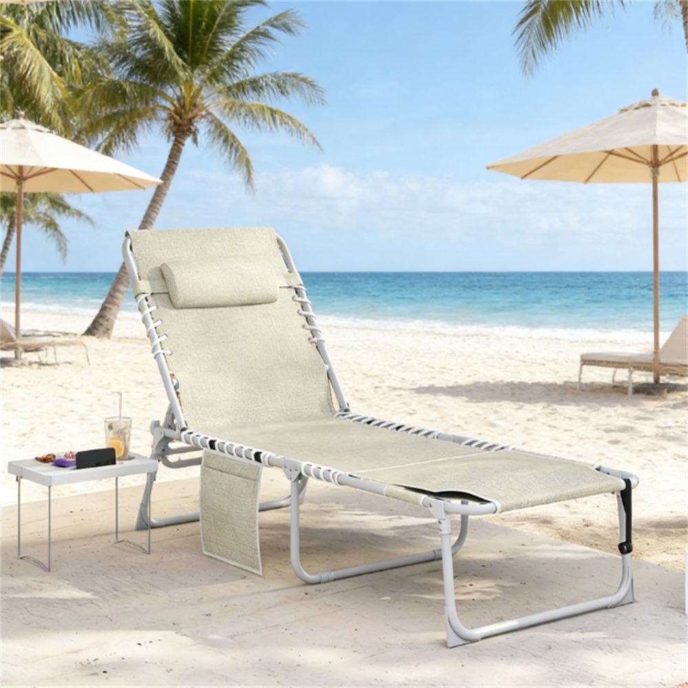 Sunbathing chair, folding chair, leisure chair, sun chair, beige