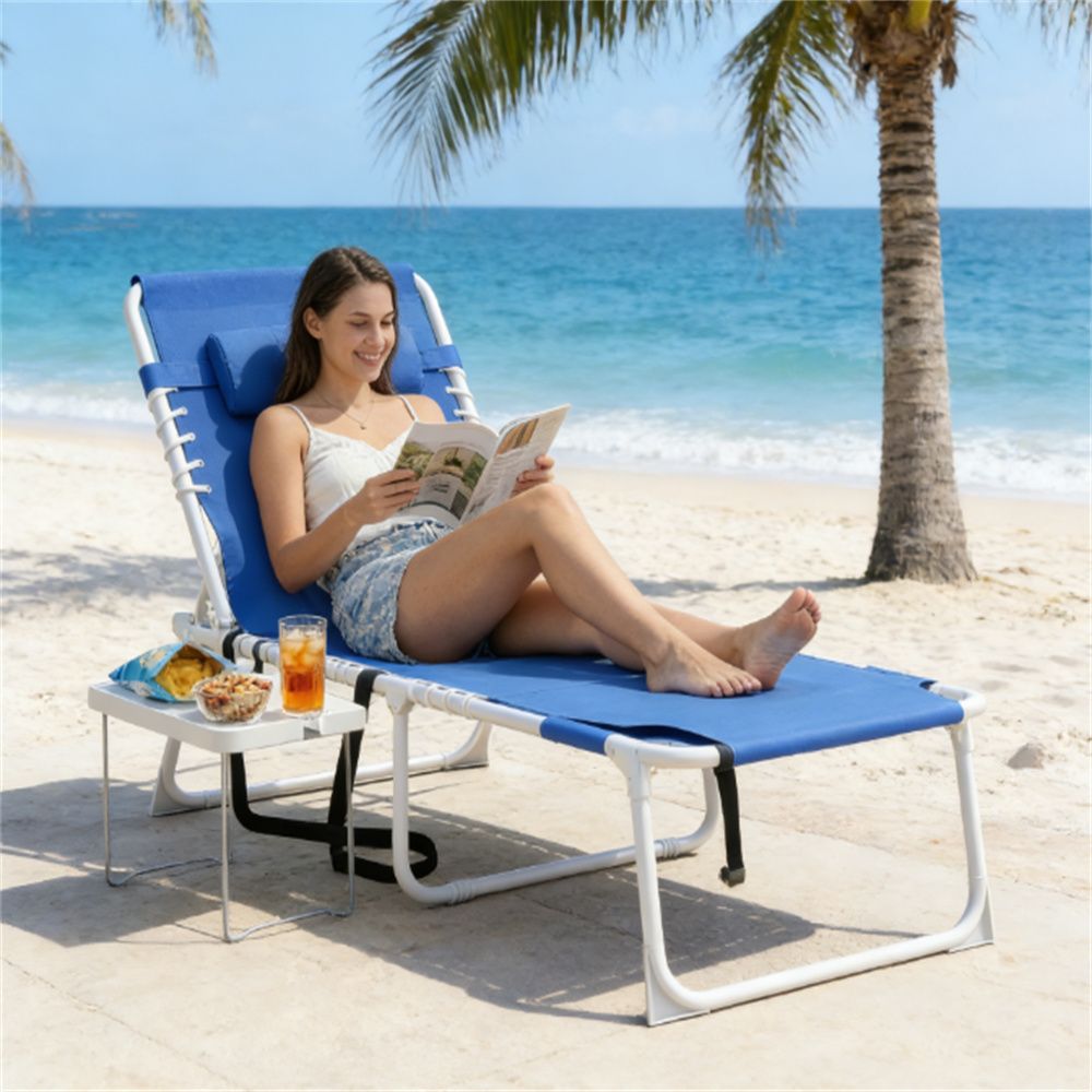 Sunbathing chair, folding chair, leisure chair, sun chair, navy blue