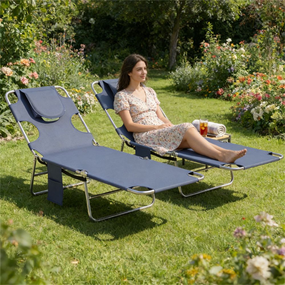 Sunbathing chair, one set of two, outdoor chair, lounge chair, armchair, gray