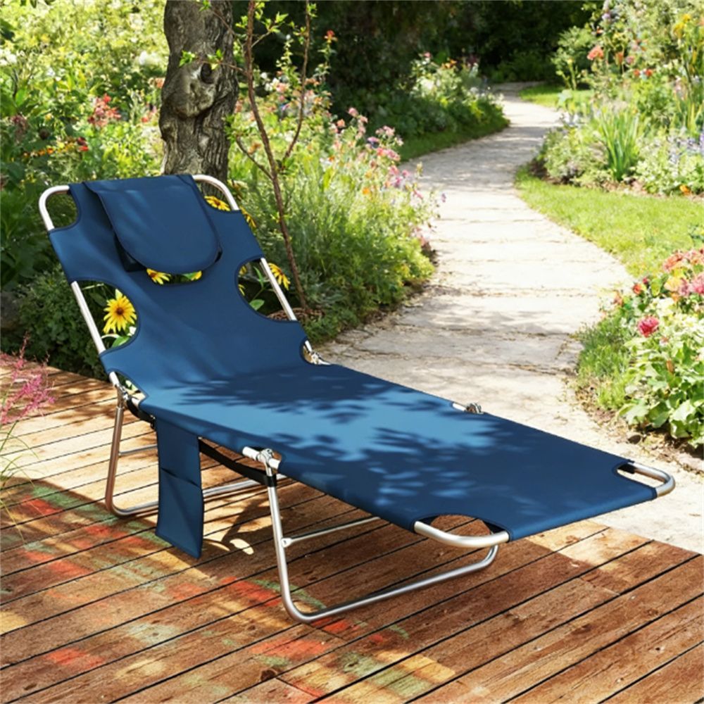 Sunbathing chair, outdoor lounge chair, beach chair, sun chair, dark blue