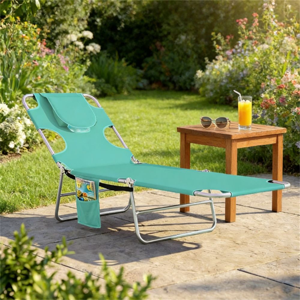 Sunbathing chair, outdoor lounge chair, sun chair, adjustable armchair, light green