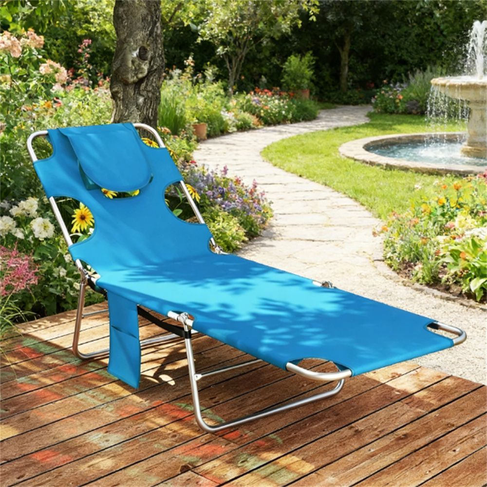 Sunbathing chair, outdoor lounge chair, sun chair, courtyard chair, light blue