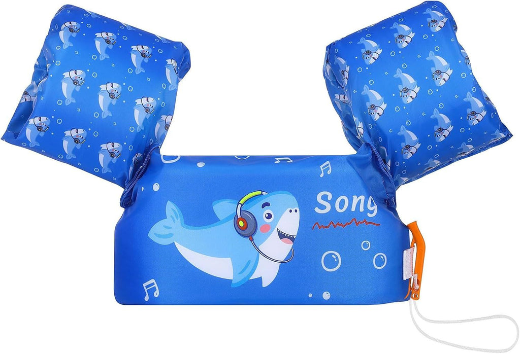 Swim Arm Band for Kids 20-30-40-50lbs, Clearance Toddler Swim Vest Cute Cartoon Swimming Wings Pool Floats Sleeve Children Water Sports Learning Swim Training Equipment, Blue & Shark