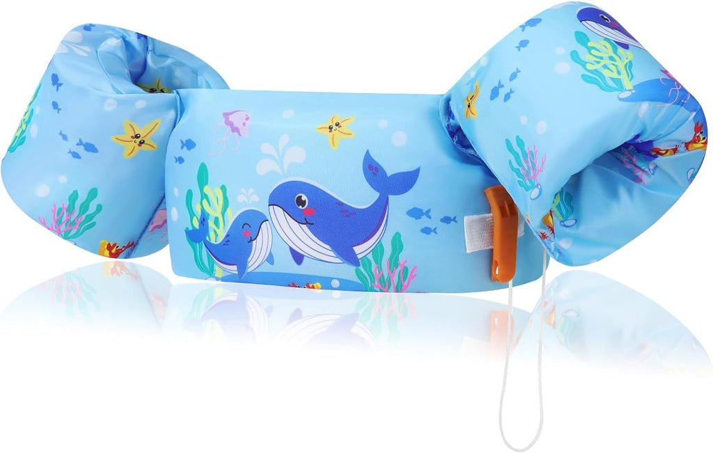 Swim Arm Band for Kids 20-30-40-50lbs, Clearance Toddler Swim Vest Cute Cartoon Swimming Wings Pool Floats Sleeve Children Water Sports Learning Swim Training Equipment, Blue Squirting Whale