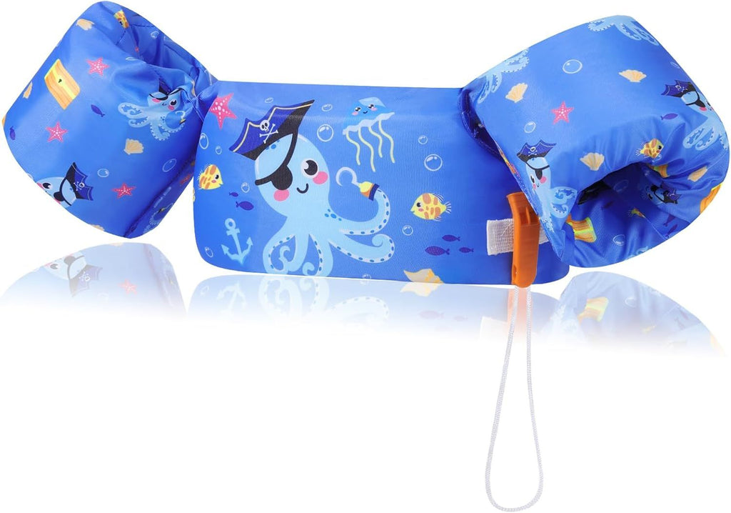 Swim Arm Band for Kids 20-30-40-50lbs, Clearance Toddler Swim Vest Cute Cartoon Swimming Wings Pool Floats Sleeve Children Water Sports Learning Swim Training Equipment, Dark Blue Octopus
