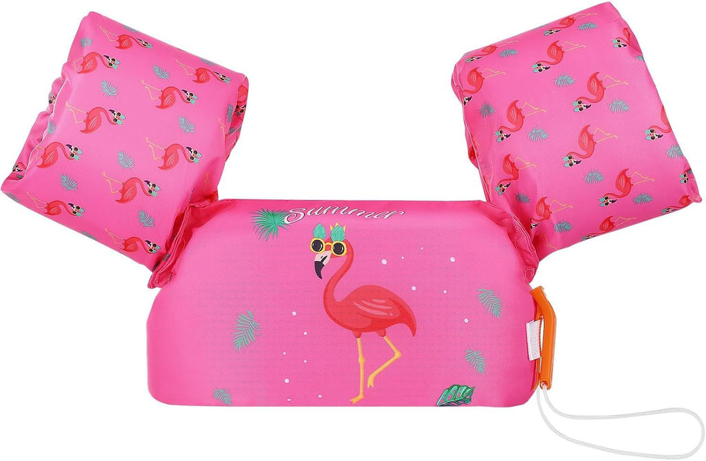 Swim Arm Band for Kids 20-30-40-50lbs, Clearance Toddler Swim Vest Cute Cartoon Swimming Wings Pool Floats Sleeve Children Water Sports Learning Swim Training Equipment, Magenta & Flamingo