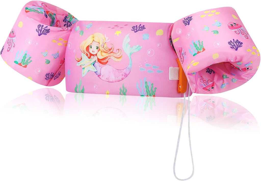 Swim Arm Band for Kids 20-30-40-50lbs, Clearance Toddler Swim Vest Cute Cartoon Swimming Wings Pool Floats Sleeve Children Water Sports Learning Swim Training Equipment, Pink Mermaid