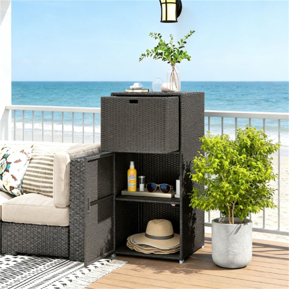 Swimming pool towel rack, storage rack, storage cabinet, storage platform, dark brown