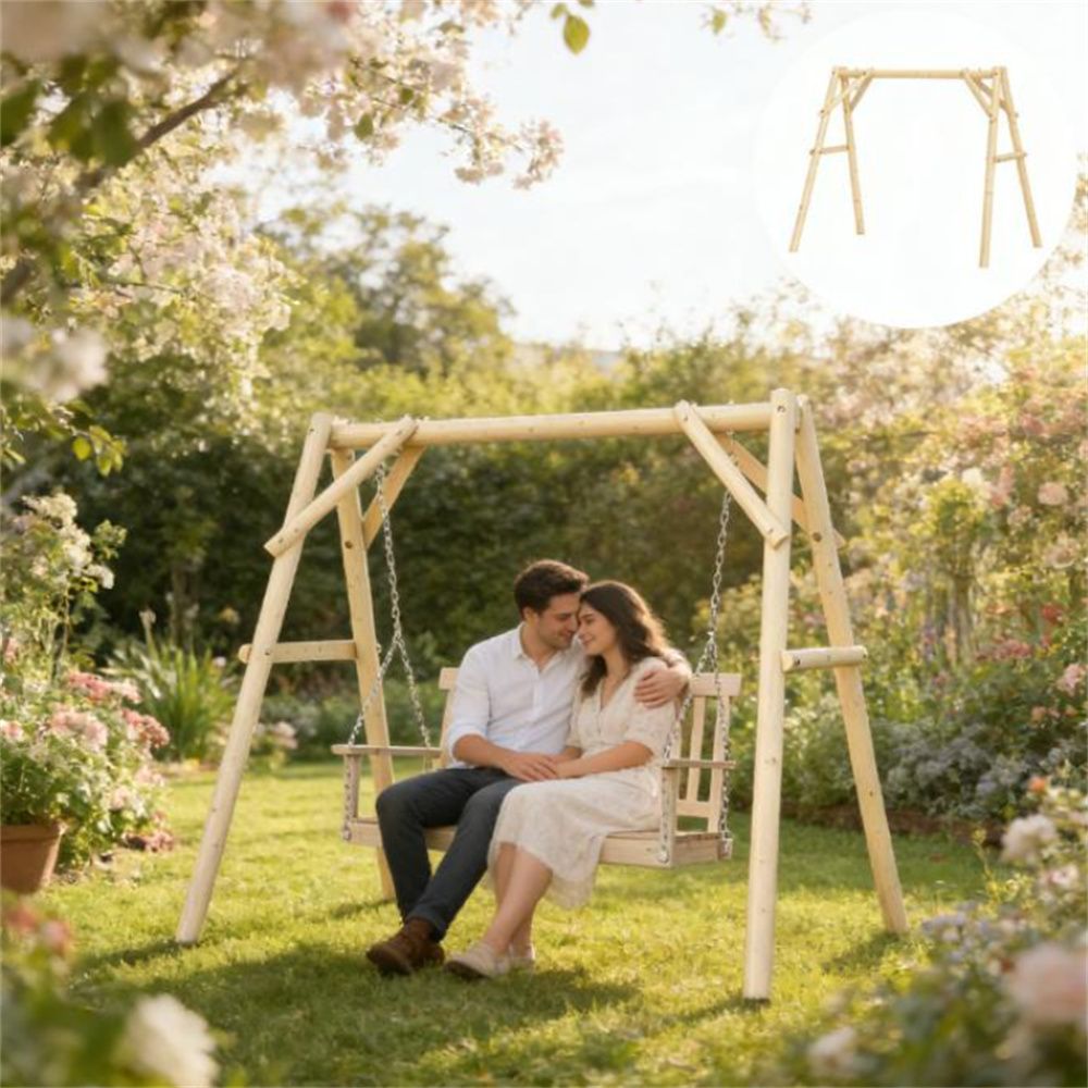 Swing stool, porch swing, courtyard garden, outdoor swing, natural wood