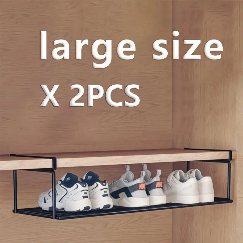 Swiss Quality Adjustable Expandable Shoe Rack, Stackable Iron Shoe Rack, Space Saving Hanging Rack For Home Shoe Storage, Bottom Basket
