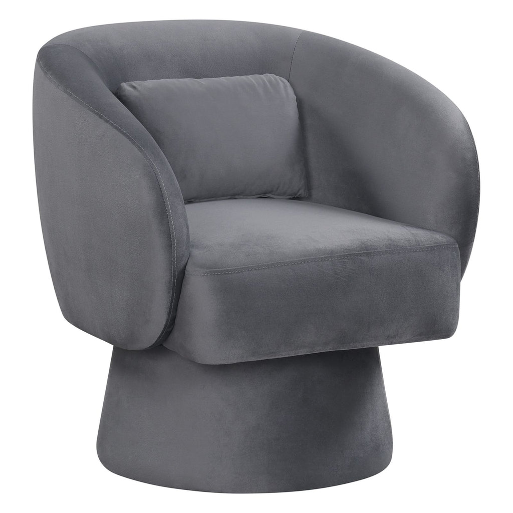 Swivel Accent Chair Upholstered Barrel Chair with Curved Back and Removable Lumbar Pillow