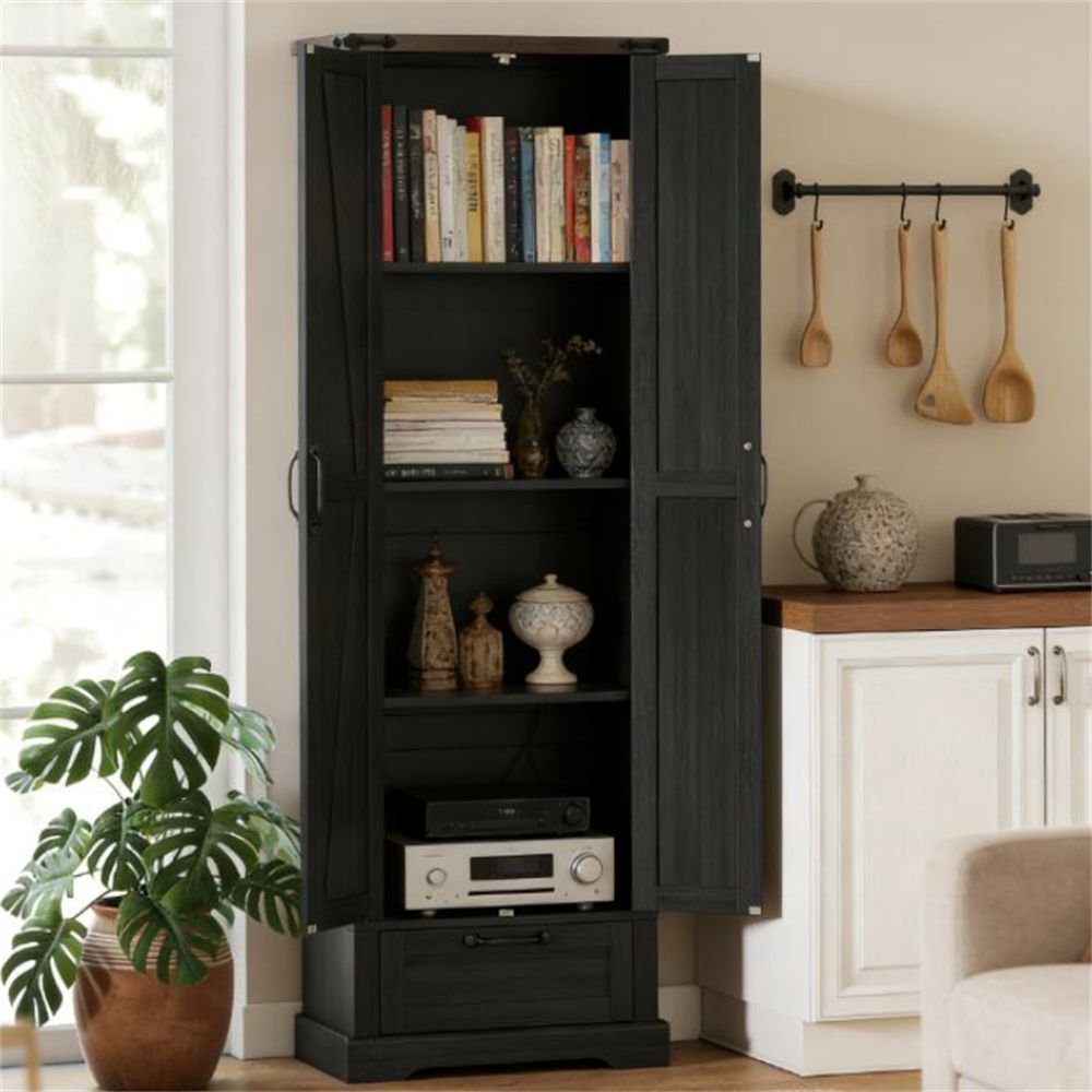 Tableware cabinet, kitchen storage cabinet, cabinet, black