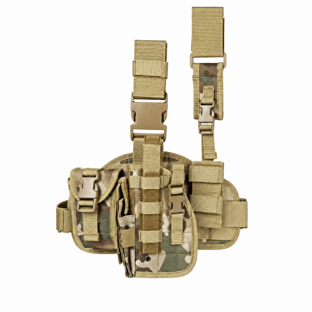 Tactical Drop Leg Holster for Right or Left Hand, Adjustable Thigh Holster with Utility Pouches and Secure Retention Straps