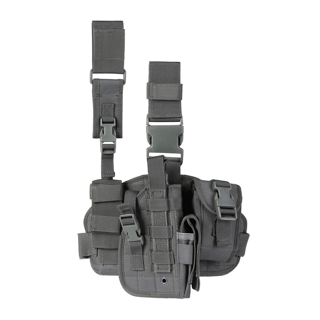 Tactical Drop Leg Holster for Right or Left Hand, Adjustable Thigh Holster with Utility Pouches and Secure Retention Straps