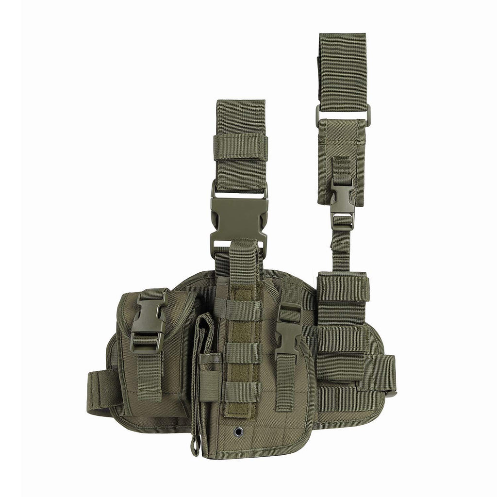 Tactical Drop Leg Holster for Right or Left Hand, Adjustable Thigh Holster with Utility Pouches and Secure Retention Straps