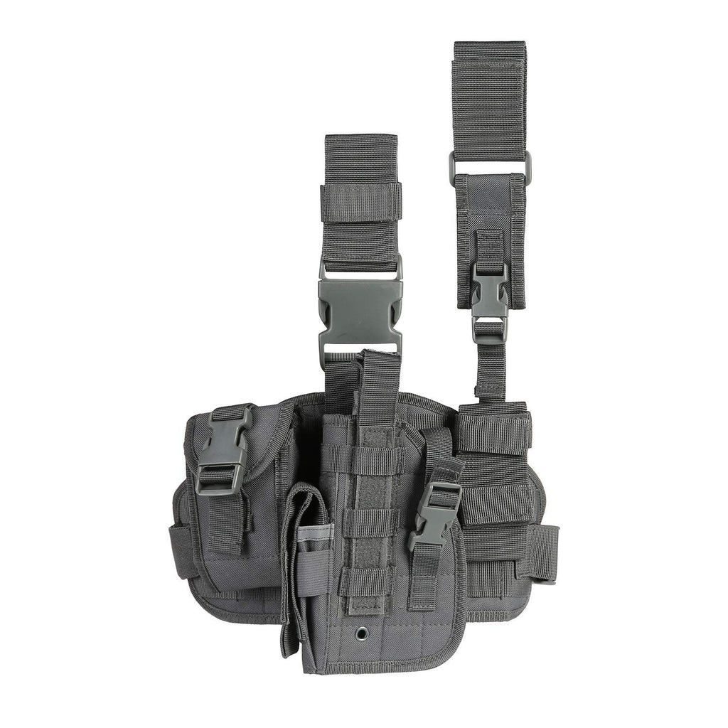 Tactical Drop Leg Holster for Right or Left Hand, Adjustable Thigh Holster with Utility Pouches and Secure Retention Straps
