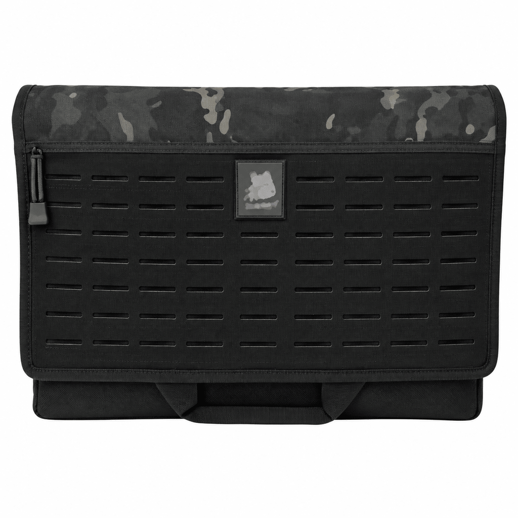 Tactical Laptop Messenger Bag with Laser-Cut Front Panel and Foldover Flap
