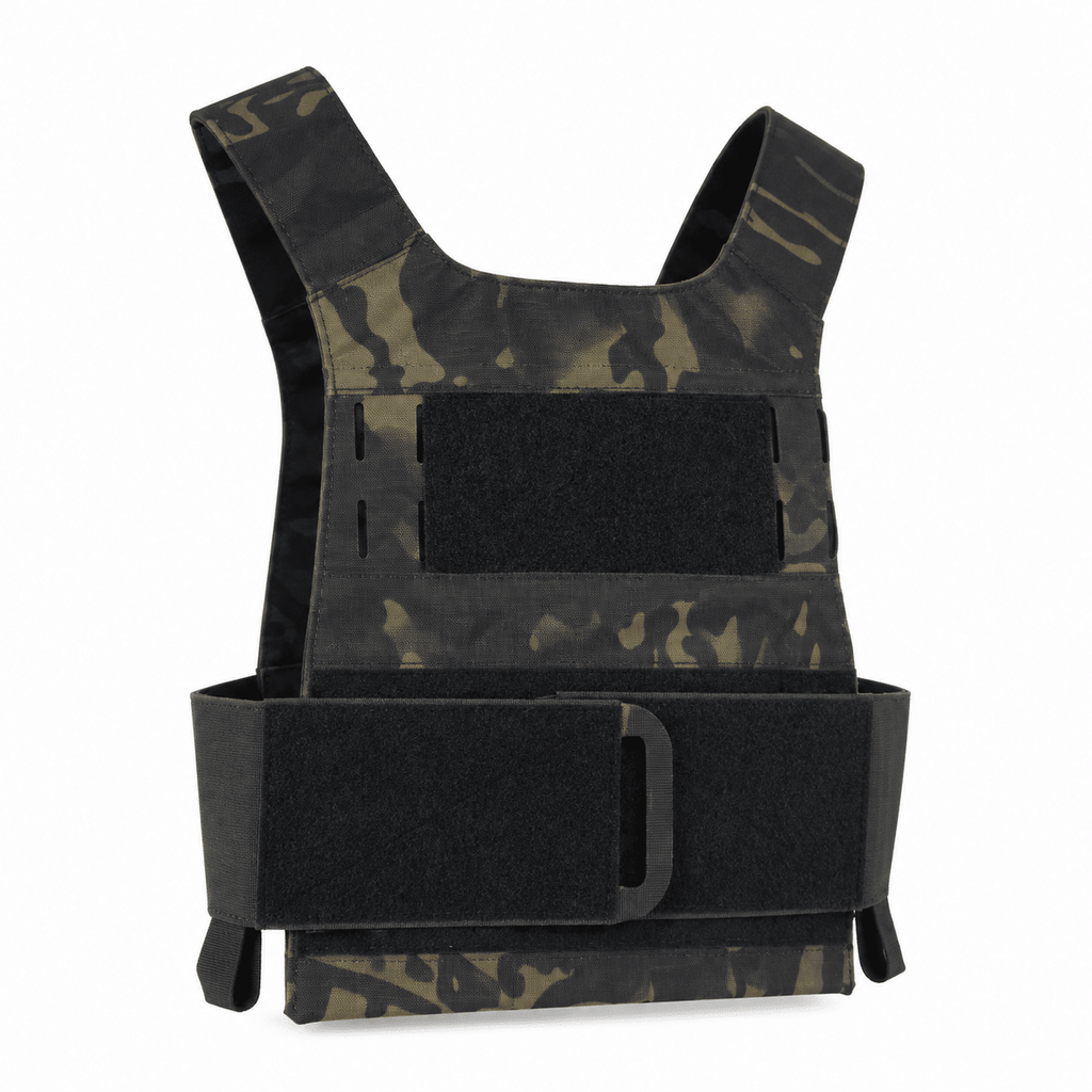 Tactical Training Vest Carrier, Adjustable Lightweight Workout Vest with Hook-and-Loop Panels and Modular Slots for Rucking, Fitness and Outdoor Training, Plates Not Included
