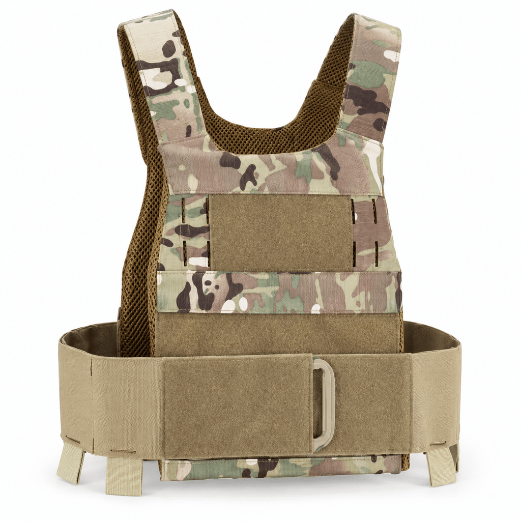 Tactical Training Vest Carrier, Adjustable Lightweight Workout Vest with Hook-and-Loop Panels and Modular Slots for Rucking, Fitness and Outdoor Training, Plates Not Included