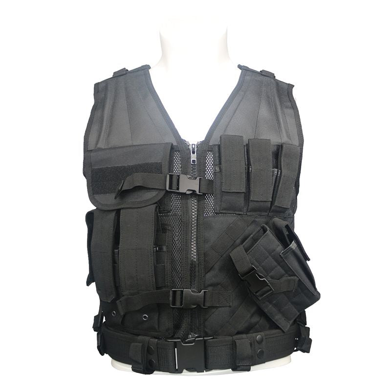 Tactical Training Vest with Multi Pockets, Adjustable Outdoor Utility Vest with Breathable Mesh, Modular Webbing and Quick Release Buckles for Airsoft, Paintball and Outdoor Activities