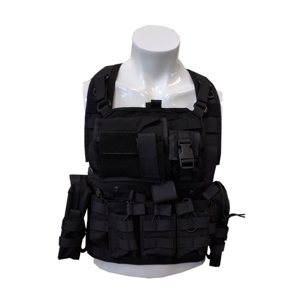 Tactical Training Vest with Multiple Pouches, Adjustable Outdoor Vest with Modular Webbing and Padded Shoulder Straps for Airsoft, Paintball and Recreational Games