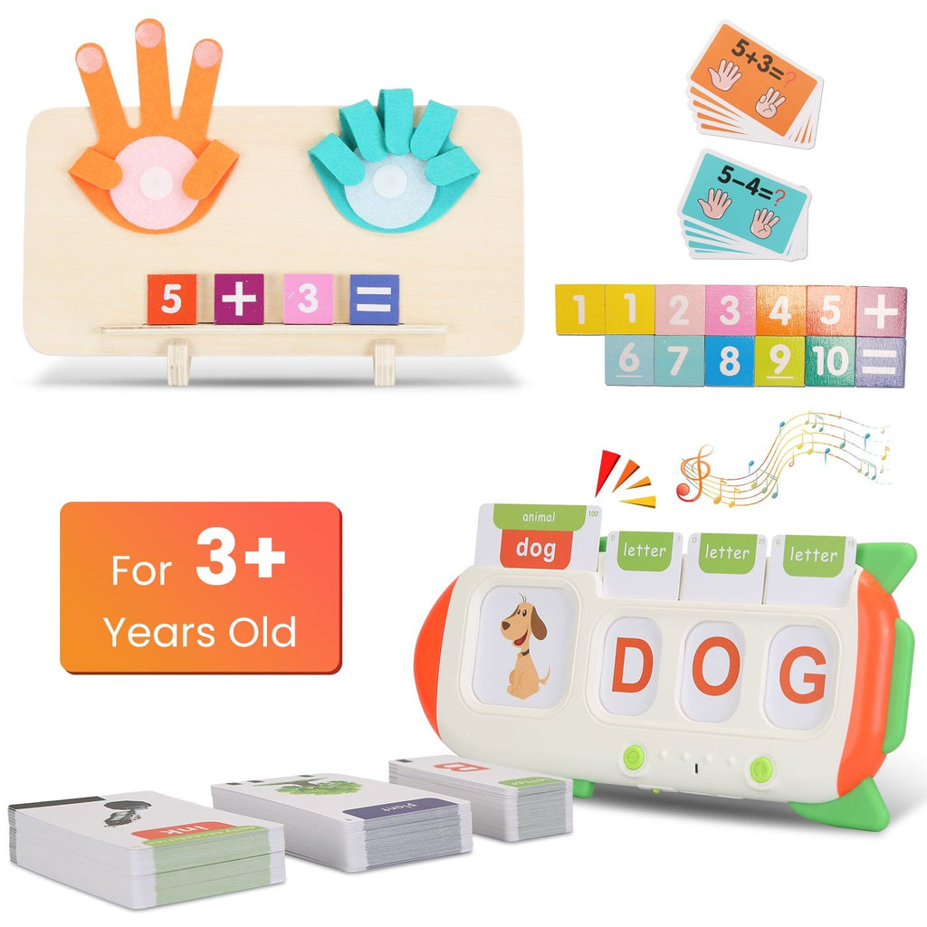 Talking Flash Cards and Finger Counting Math Board Interactive Learning Toys for Kids Aged 3+ Number Alphabet Words Song Learning