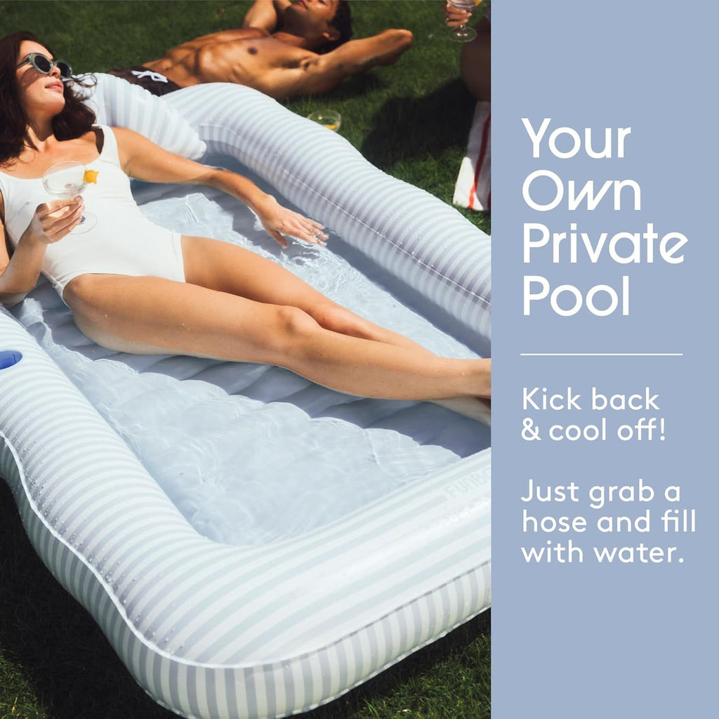 Tanning Pool Lounger Float, XL 72'' x 48'' Pool Float with Custom Pillow and Large Cup Holder, Perfect for Pool or Backyard.