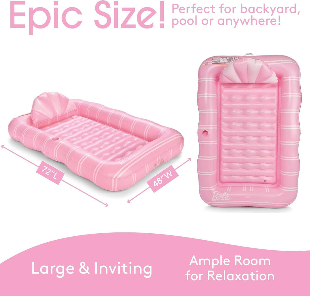 Tanning Pool Lounger Float, XL 72'' x 48'' Pool Float with Custom Pillow and Large Cup Holder, Perfect for Pool or Backyard.