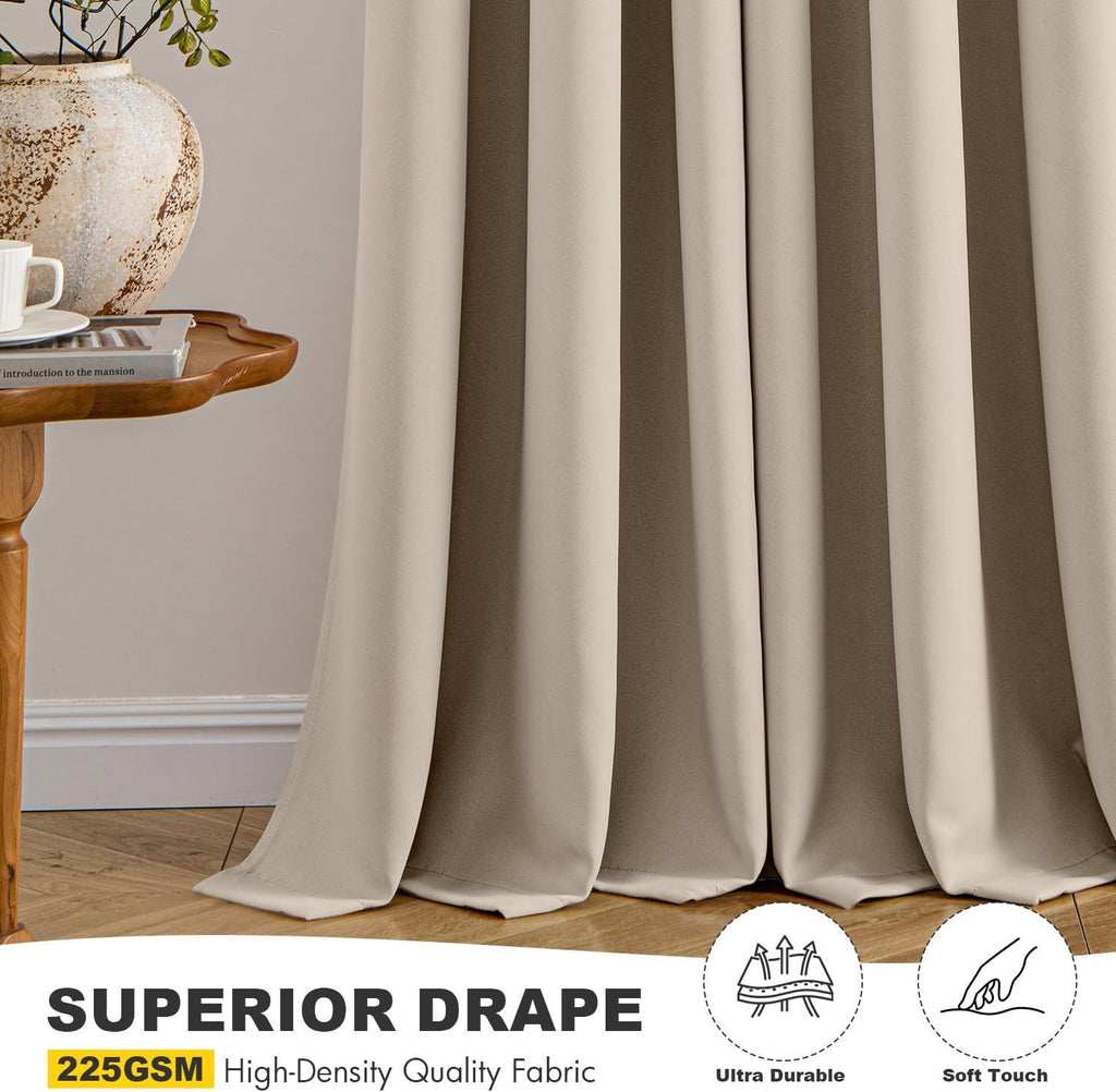 Taupe Blackout Curtains for Bedroom Living Room 63 Inches Long 2 Panels, Thermal Insulated Room Darkening Drapes Solid Grommet Noise Reduction Light Blocking Window Treatments 40x63 Inch