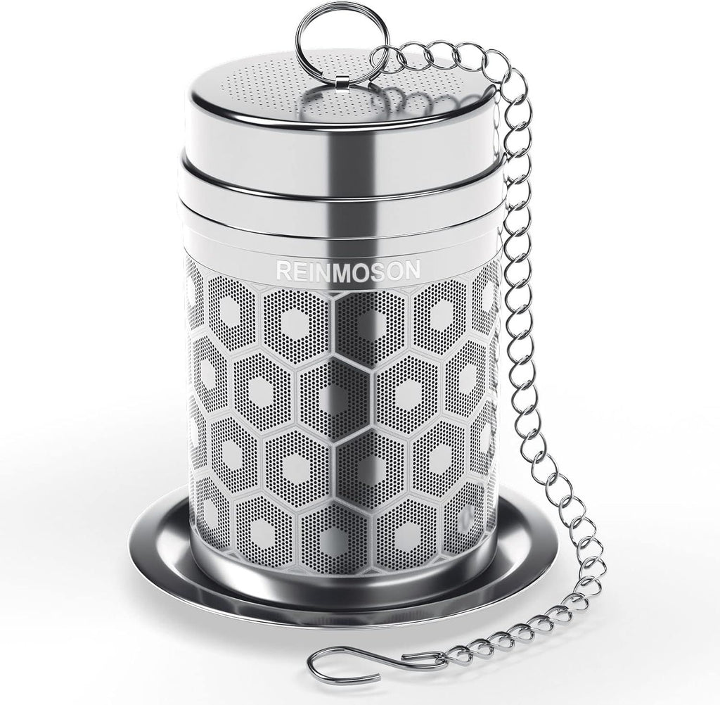 Tea Strainers for Loose Tea, Extra Fine Mesh Tea Infuser, 304 Stainless Steel & Updated Slim Threaded Lid, Loose Leaf Tea Steeper for Black Tea, Rooibos, etc