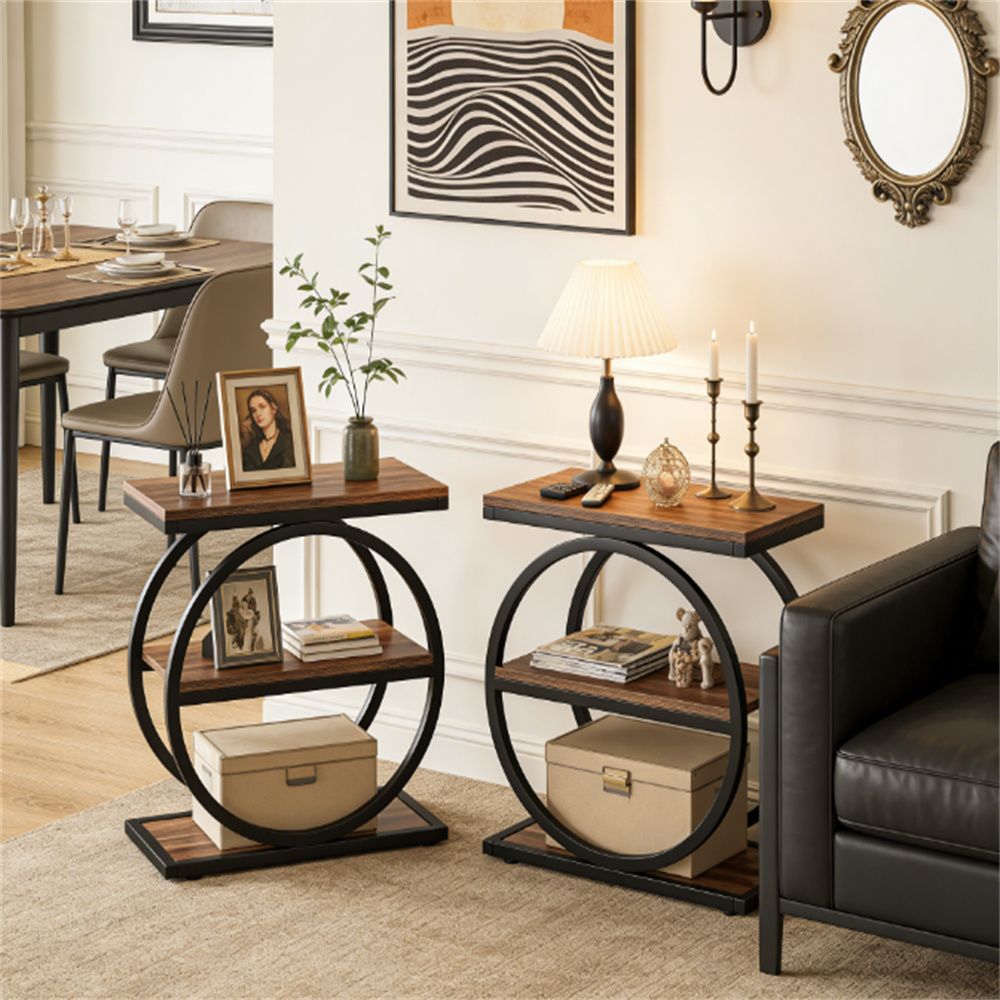 Tea table, sofa table, coffee table, side table with storage rack