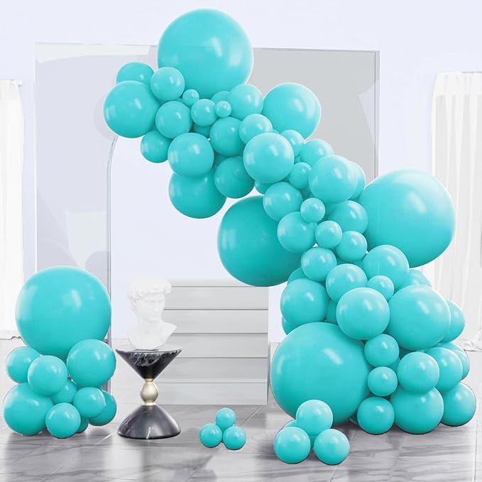 Teal Balloons 140pcs Different Sizes Pack of 18 12 10 5 Inch Turquoise Dark Teal Balloon Arch Kit for Baby Shower Gender Reveal Graduation Mermaid Birthday Pool Party Decorations Blue-Y69
