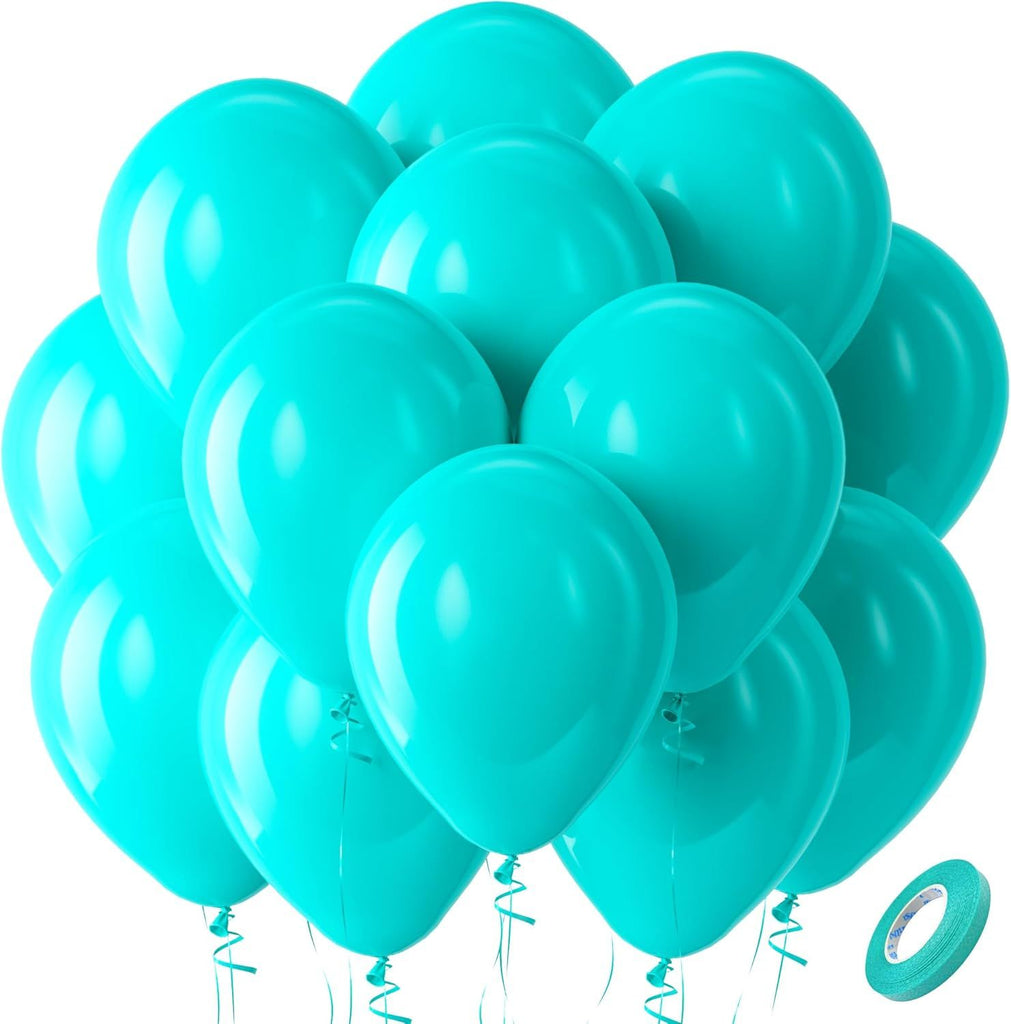 Teal Balloons Latex Party Balloons, 100 Pack 12 inch Round Helium Turquoise Balloons for Wedding Graduation Birthday Engagements Bridal Shower Gender Reveal Party Backdrop Decorations