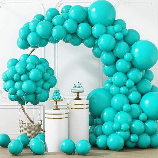 Teal Blue Balloons Different Sizes 18 12 10 5 Inch Latex Turquoise Teal Balloon Garland Arch for Party Decoration Birthday Wedding Engagements Anniversary Baby Shower Party Supplies