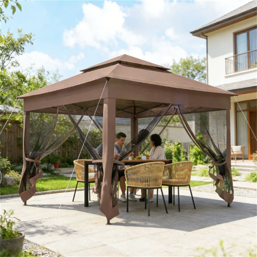 Terrace canopy, outdoor pavilion, sunshade, brown