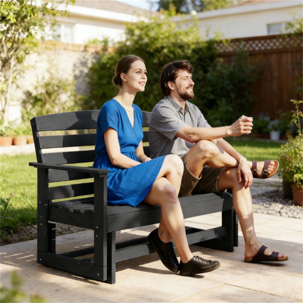 Terrace chair, garden chair, balcony chair, courtyard gliding chair, black