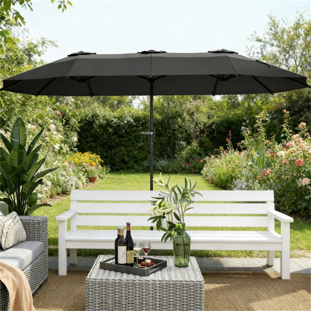 Terrace Umbrella, Courtyard Umbrella, Sunshade Umbrella, Dark Gray (without base)